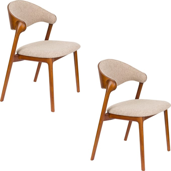Dutchbone Babington Eetkamerstoelen Walnoot kleur - Set van 2