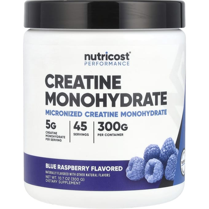 Nutricost, Performance Athlétique, Monohydrate de Créatine, Framboise Bleue, 10,7 oz (300 grammes)