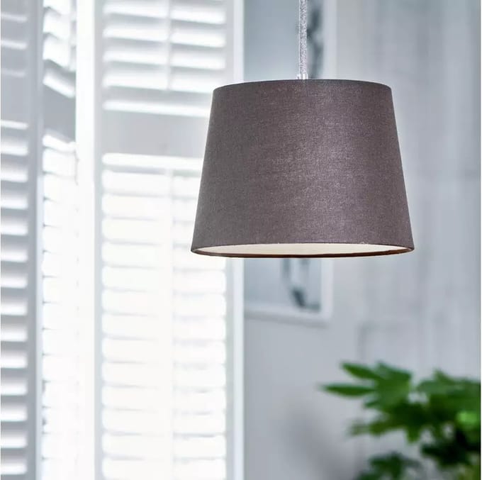 Habitat 25cm getextureerde conische lampenkap - houtskool