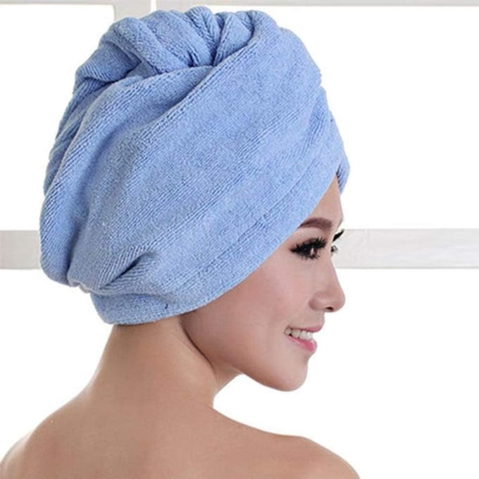 Haardroger Hoed - Badmuts - Haar Drogen - Snel Absorberend - 60x20cm - Blauw