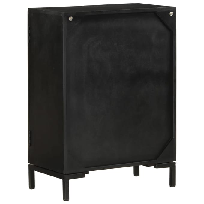 vidaXL - Dressoir - 55x30x77 - cm - massief - mangohout - en - ijzer - zwart