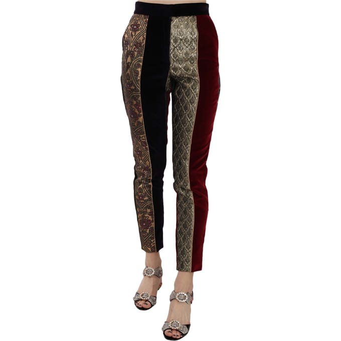 Dolce & Gabbana Vrouwen Multicolor Jacquard Geknipte Taps toelopende Broek