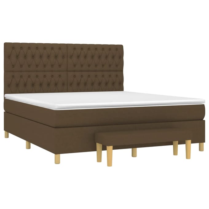 vidaXL - Boxspring - met - matras - stof - donkerbruin - 180x200 - cm