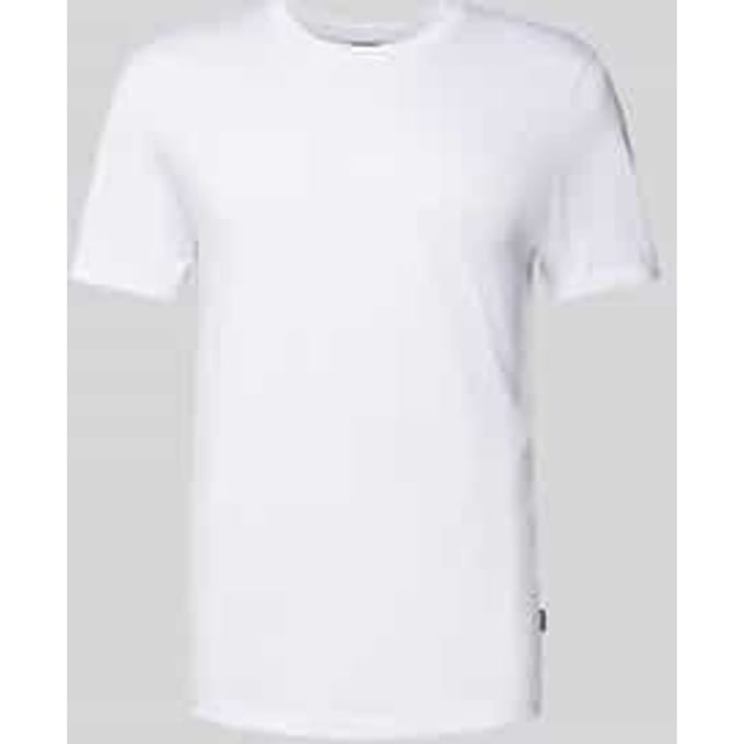 T-shirt met geribde ronde hals model 'Tessler'