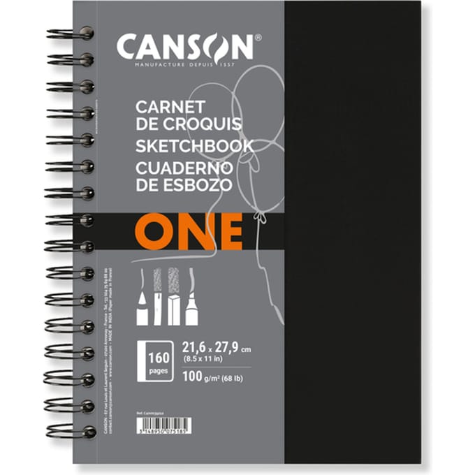 Schetsboek Canson Art Book One spiraalgebonden 80vel 100gr 216x279mm wit
