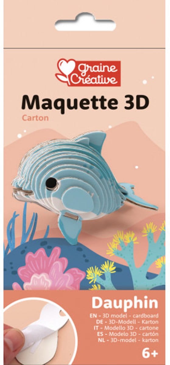 Graine Creative 3D houten model dolfijn knutselpakket speelgoed.
