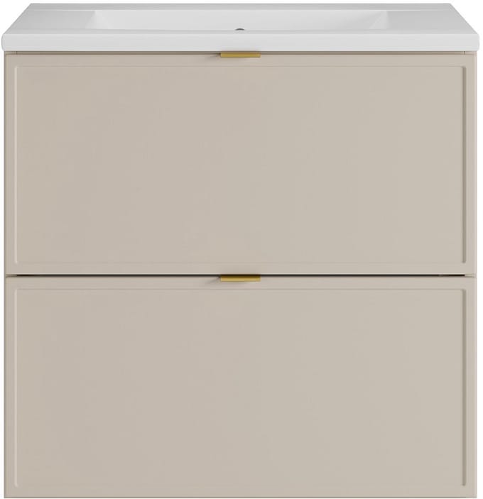 Vente-unique Zwevend badkamermeubel met inbouwwastafel - Beige - 60 cm - ONDIL