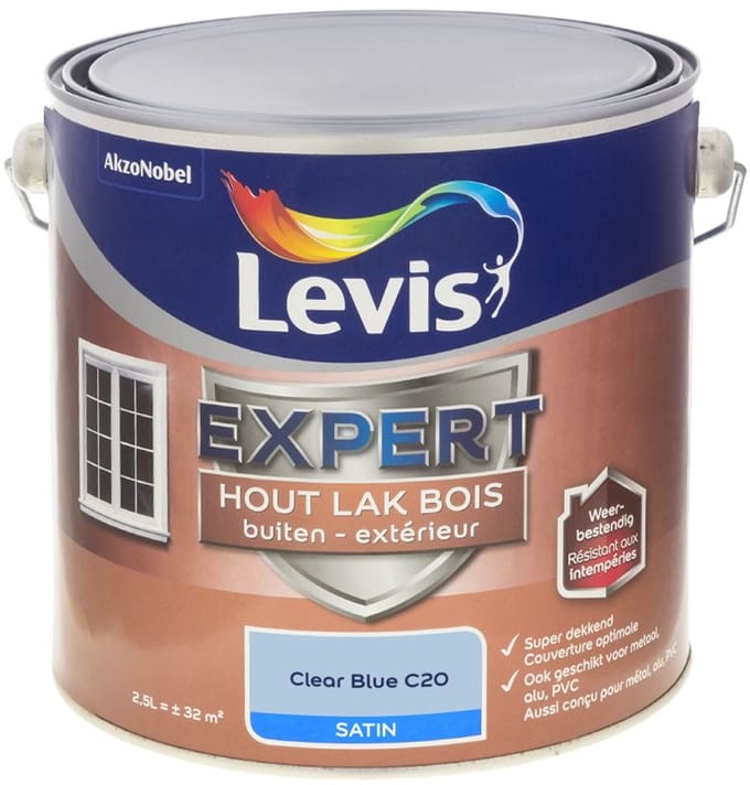 Levis - Expert Hout Lak Buiten Satin Mix - Clear Blue C20 - Mengverf - 2,5 L