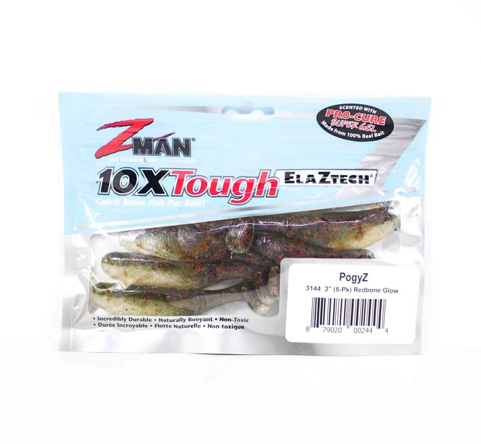 Zman Soft Lure Geurende PogyZ 3 Inch 5/Pack Redbone Glow (2444)