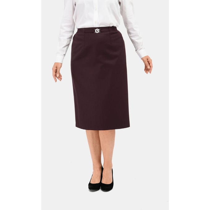 Klassieke scheerwollen rok met elastische tailleband - bordeaux / gemêl. - Gr. 42 van Goldner Fashion