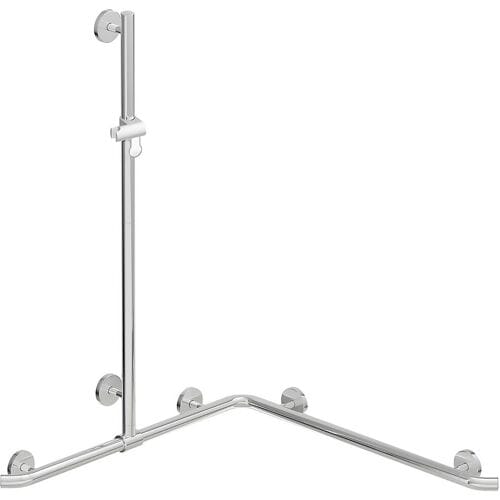 HEWI Warm Touch shower handrail with sliding shower rail, corner mounting, 110 x 76.2 cm 950.35.31051
