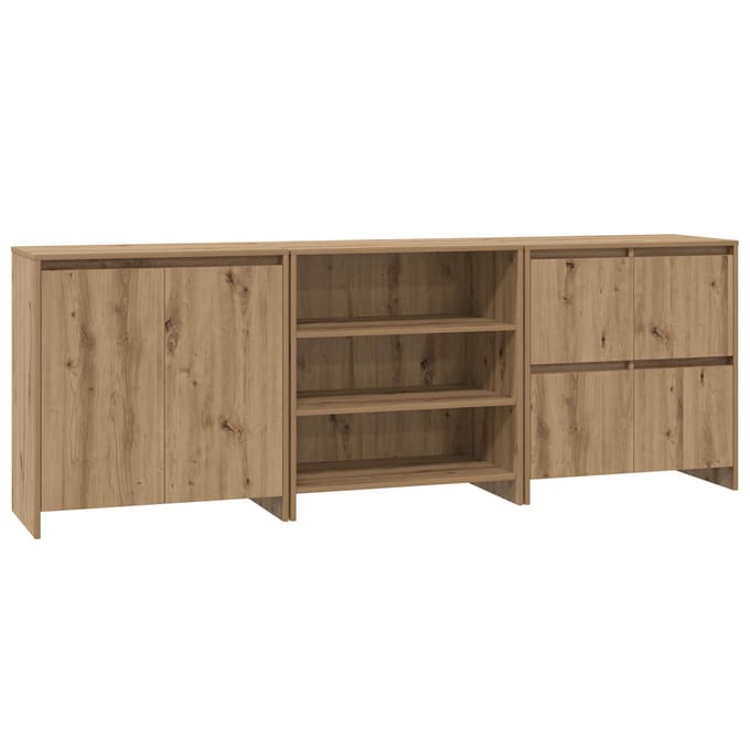 vidaXL - Dressoir - 3 - st - Artisan - Eiken - 70 - x - 41 - x - 75 - cm - Bewerkt - hout
