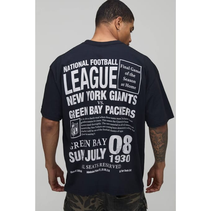 Oversized NFL Gelicentieerd Bedrukt T-shirt | Black | Size Medium