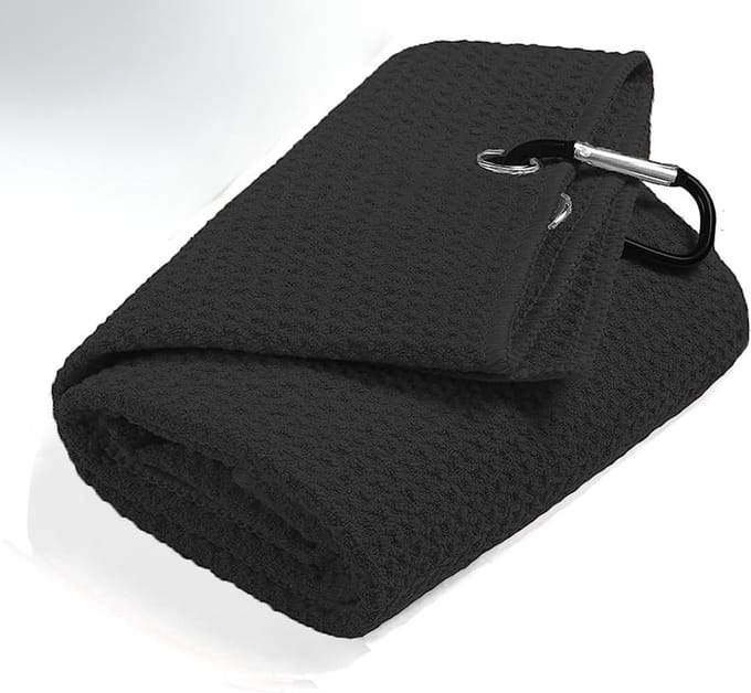Microfiber Golf handdoek - Plus handige haak - Zwart - Snel drogend - 30cm x 50cm - Golfaccesoires - Golftas/trolley - Microfiber - Golfhanddoek - Golf towel