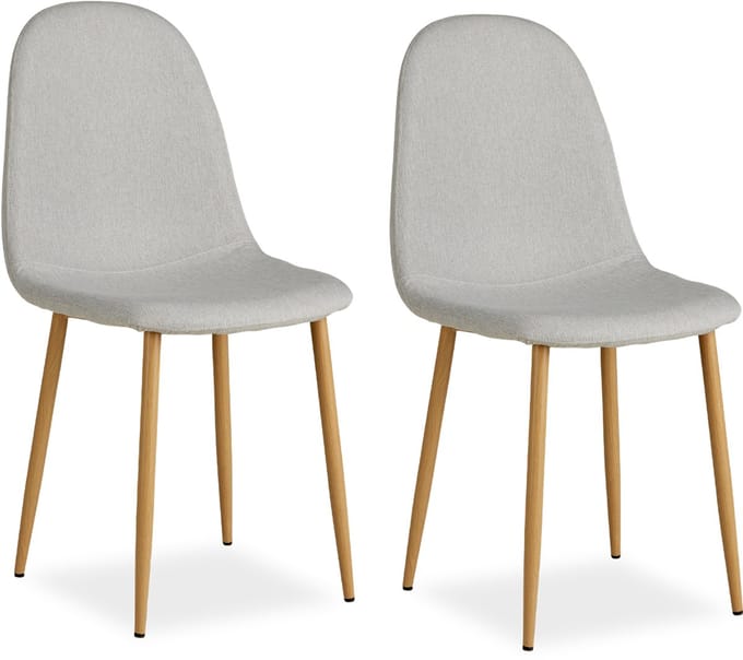 Homestyle4u Eetkamerstoelen van Linnen - 2 Stoelen - Grijs