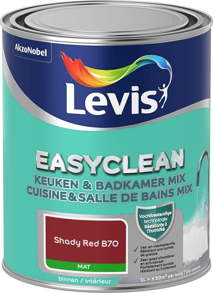 Levis - Easyclean Keuken & Badkamer Mix - Shady Red B70 - Mengverf - 1 L