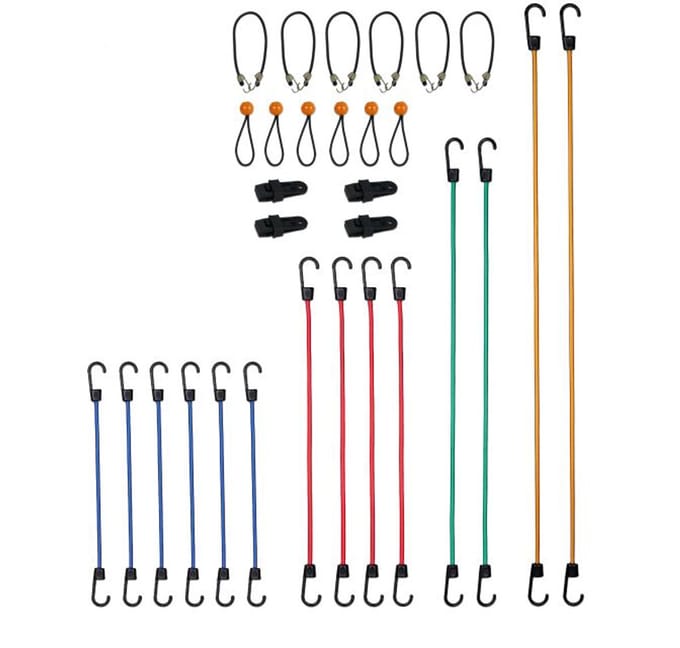 Doodadeals® Snelbinders inclusief klemmen – Set van 30 – Spanelastiek en Bagagespinnen