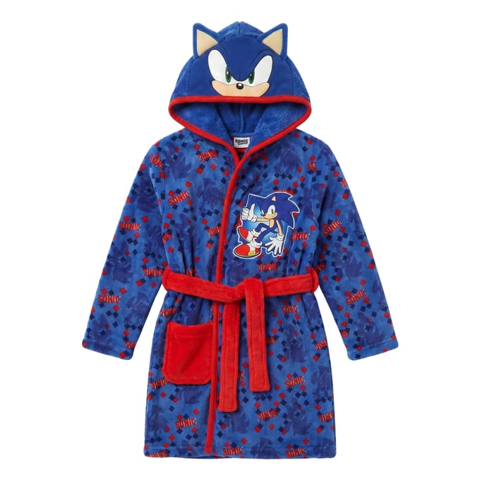 Sonic Badjas - Maat 98/104 - Polyester - Blauw - Badjas kind