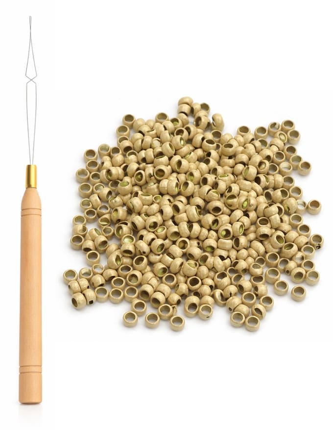 Guardian Beauty Nanoringen - met Loop Tool - 500 stuks - Beige - Voor Haar Extensions