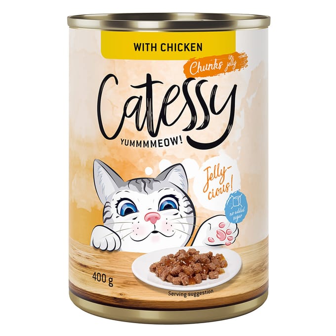 Voordeelpakket Catessy Hapjes in Saus of Gelei 48 x 400 g Kattenvoer - Gemengd Pakket in Gelei