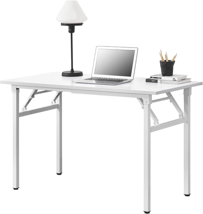 Opvouwbare en verstelbare eettafel bureau 120x60 cm in wit
