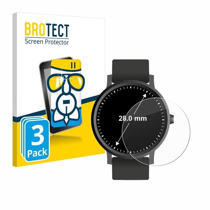 Screenprotector 3 Stuks voor Horloges (Rond, ø: 28 mm) Beschermglas transparant
