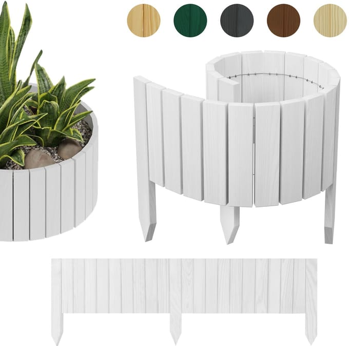 be4nature Rolborder steekhek 100 x 10 cm Alpenwit van geïmpregneerd grenen – Compacte randafscheiding voor tuin en bloembed