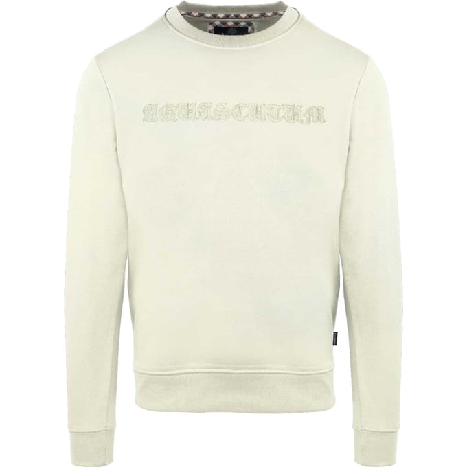 Aquascutum Heren Sweatshirt met geribde kraag (Boter)