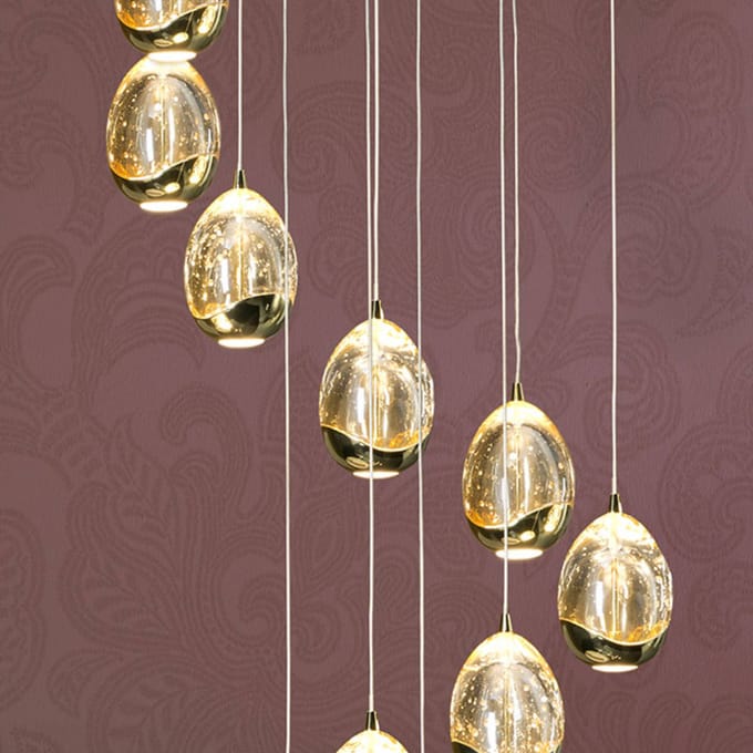 Schuller Valencia LED hanglamp Rocio 14-lamps goud Bluetooth
