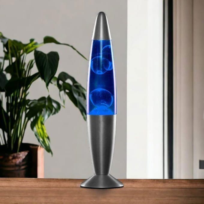 Wasslamp - CELLUSTOP - Magma - Blauw - Metaal en Glas - 34x9 cm blauw