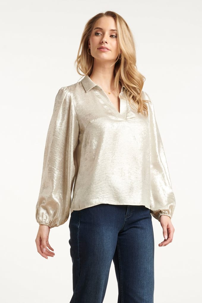 Smashed Lemon Damesglanzende top met trendy losvallende p... |