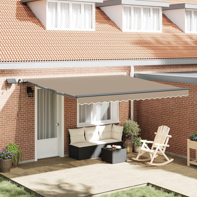 vidaXL - Uitschuifbare - luifel - Beige - 400 - × - 300 - cm - Stof - en - Aluminium