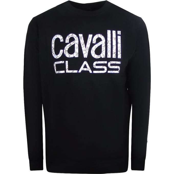 Cavalli Class zwart sweatshirt met gedurfd bloemenontwerp