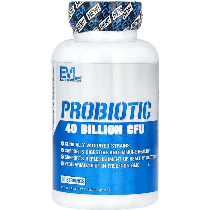 EVLution Nutrition, Probiotic, 40 miljard, 60 vegetarische capsules (20 miljard CFU per capsule)