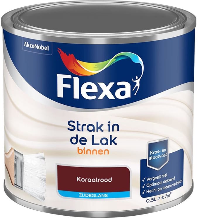 Flexa - Strak In De Lak Binnenlak Zijdeglans - Koraalrood - Mengverf - 500 Ml