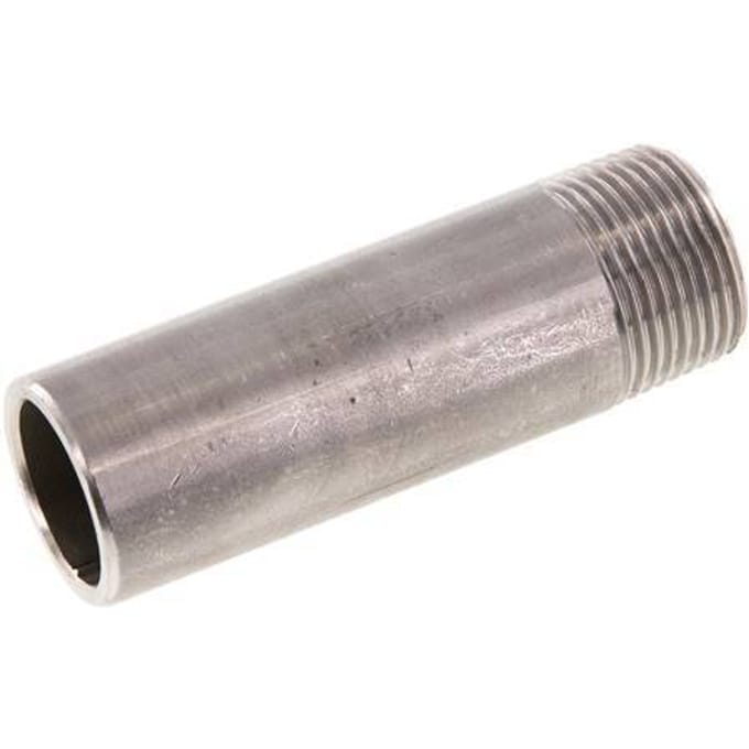 R 3/4'' Buitendraad x 26.9mm RVS Pijpnippel met Las uiteinde 20 Bar DIN 2982 - 80mm