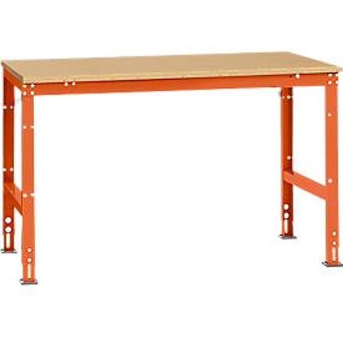 Manuflex werktafel UNIVERSAL Standaard, 1500 x 1000 mm, multiplex natuur, roodoranje