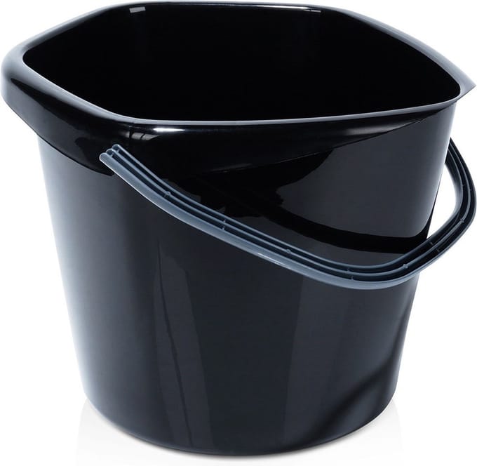 Emmer Plastic Zwart 10 l - met Handgreep - Huishoudemmer