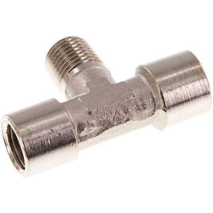 T-Koppeling R1/4'' Buitendraad X Binnendraad Vernikkeld Messing 16bar [2 Stuks]