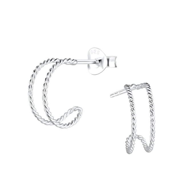 Joy|S - Zilveren oorbellen - oorringen stud - 12 mm / 5 mm - twisted