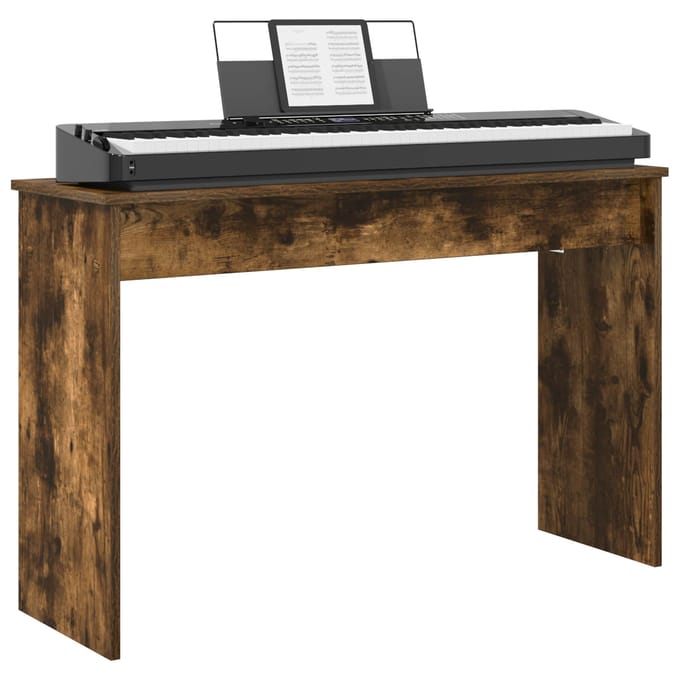 vidaXL - Keyboardstand - Rook - Eiken - 100 - x - 32 - x - 64 - cm - Bewerkt - hout