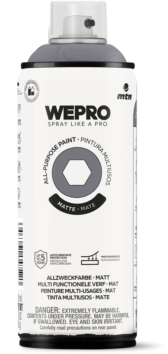 Spuitbus Grijs Storm Mat MTN WEPRO ALL-PURPOSE PAINT 400ML