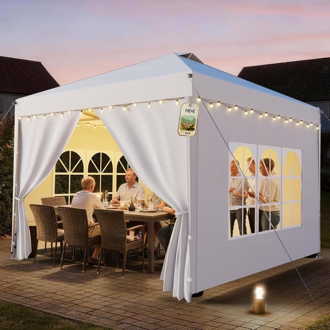 Opvouwbaar Paviljoen - Pop Up Tent - Buiten Samenzijn - In Hoogte Verstelbaar - 3x3 Meter - Wit