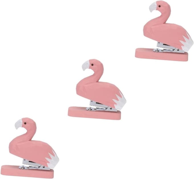 Mini Nietmachine Set - Bureau Nietmachine - Papier Inbinden - Dierenvorm Ontwerp - 3 stuks - Roze