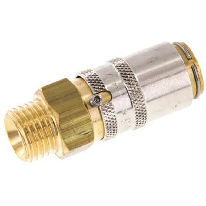 Messing DN 6 Tempereerkoppeling Snelkoppeling M14x1.5 Buitendraad Loskoppelbeveiliging