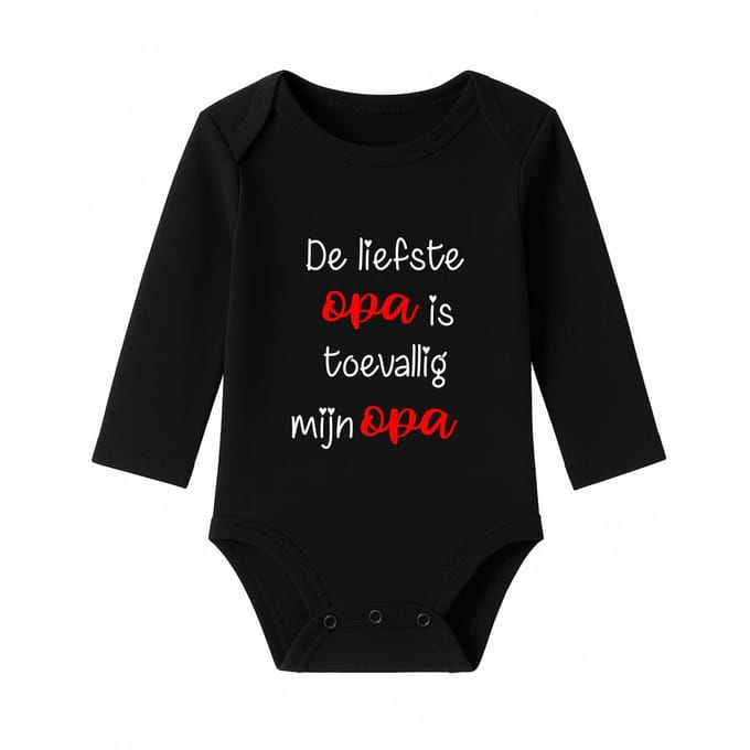 Romper De liefste Opa is toevallig mijn Opa - zwart - lange mouw