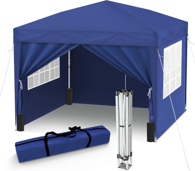 White-Label® Paviljoen - Easy up Partytent Opvouwbaar - Overkapping - 3x3m - Blauw