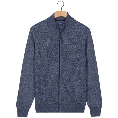 Baileys Vest Wave Cable Knit Fullzip Single Knit Mid Denim Blue / male