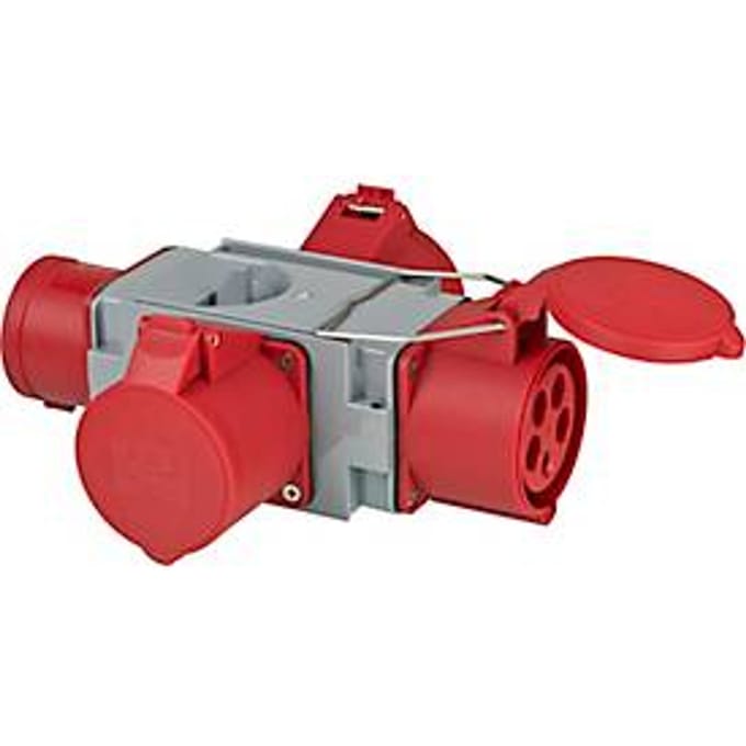Brennenstuhl CEE-adapter stroomverdeler IP44 (1x CEE-stekker 400V/32A & 3x CEE-aansluitingen 400V/32A) voor de bouwplaats