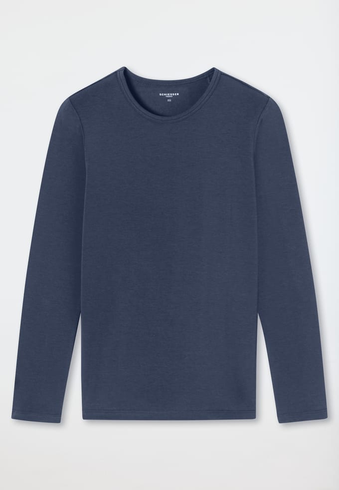 Shirt lange mouwen unisex warm jeansblauw - Thermo 92